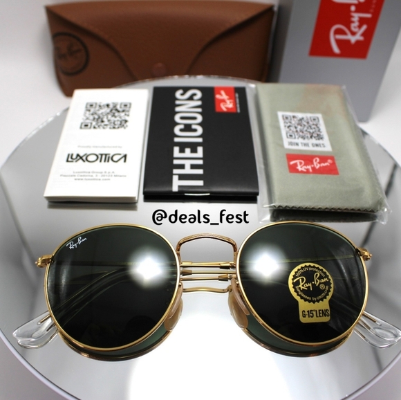 Model Display RayBan Round Metal Green G15 Lens RB3447 - Picture 15 of 17